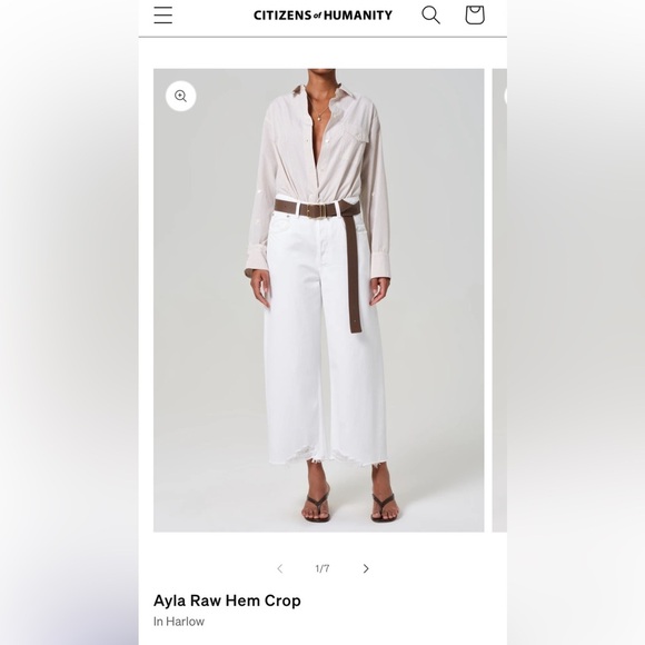 Citizens Of Humanity Denim - Citizens of Humanity White Ayla Raw Hem Crop Pants